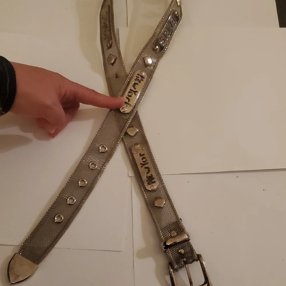New Silver Mesh Metal Belt with Paris,Rome &New Yourk Detail In 28